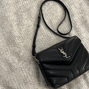 Navy Blue w/ silver Loulou Toy YSL Matelasse Calfskin Envelope Crossbody